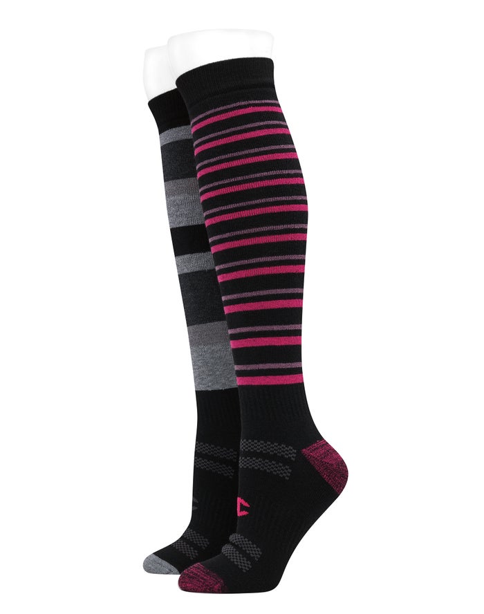 Champion Womens Socks NZ - Outdoor Heavyweight Over-The -Knee Ski 2-Pairs Black/Dark Red ( 8024-CIUJ